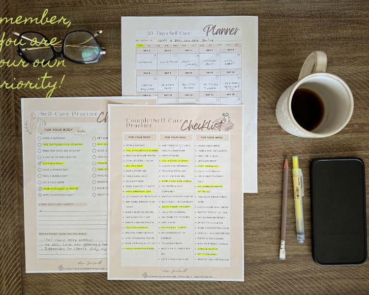 self care checklist free printable