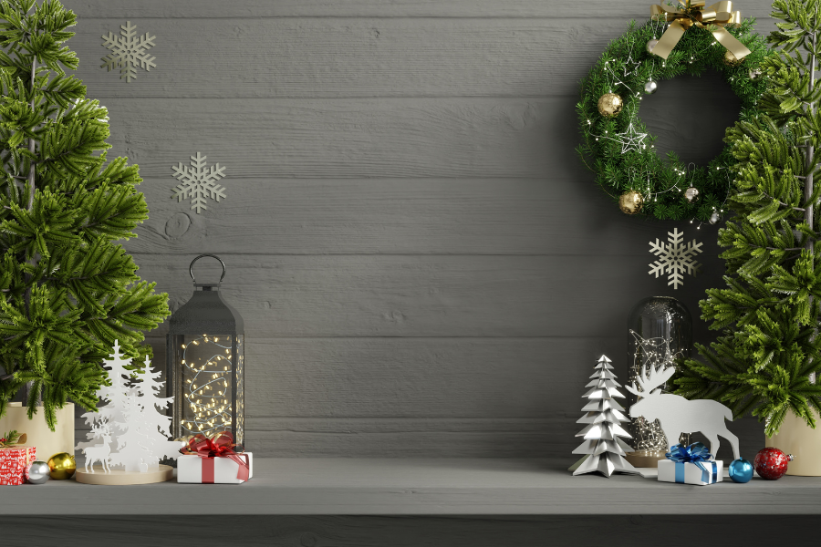 modern unique Christmas tree ideas fire place decor christmas