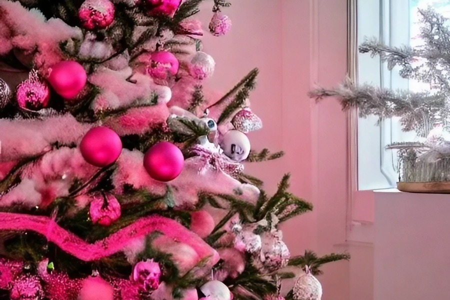 modern unique Christmas tree ideas pink decor christmas tree