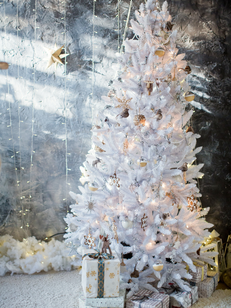 modern unique Christmas tree ideas white funky christmas tree