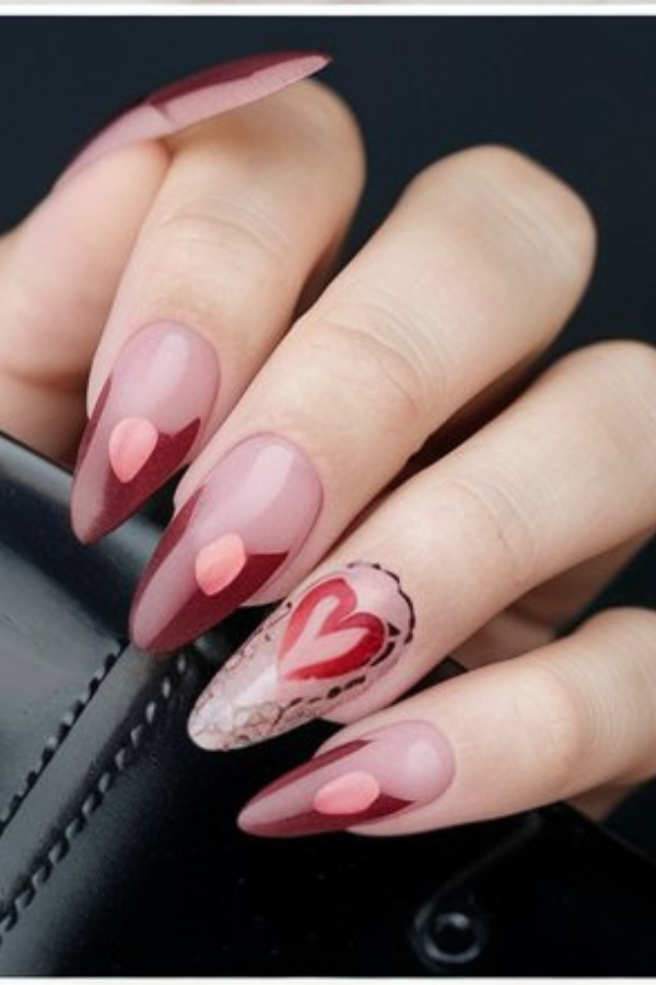 february nails ideas valentines day red and pink