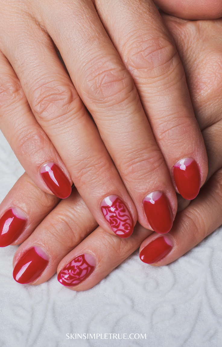 valentines day nails short square french tip