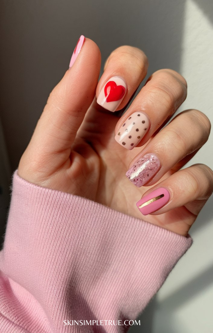 valentines nails short round